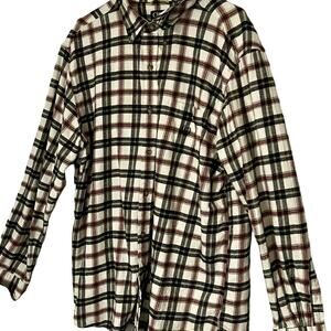Chaps Shirt Mens Size XXLT  Black Red Plaid Flannel Long Sleeve Button Collar